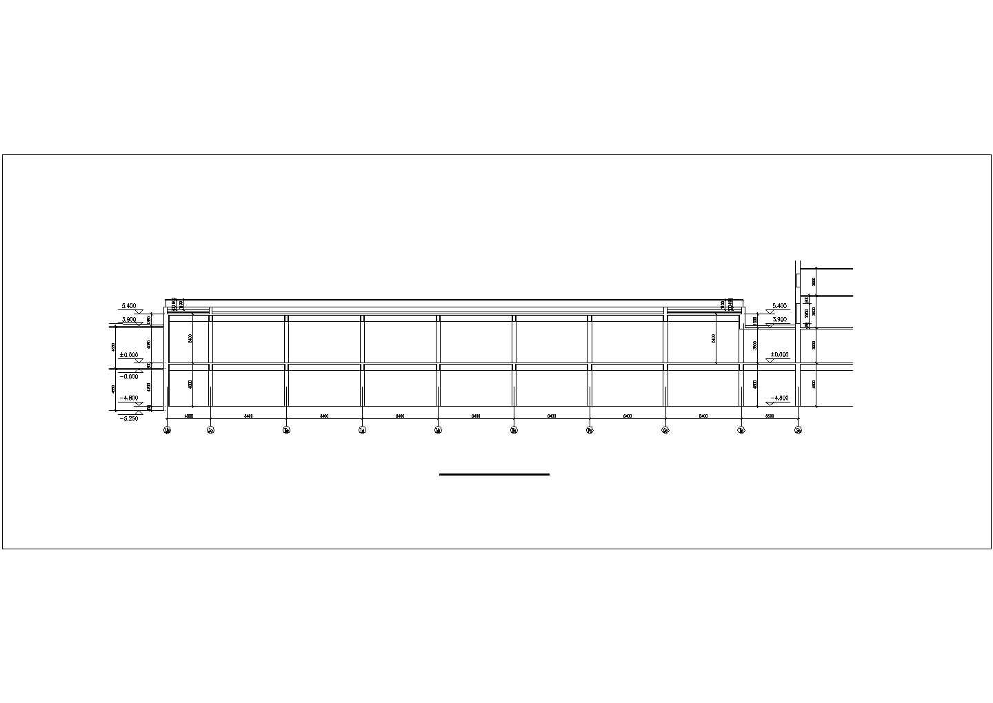 温州市某1900平米单层框架连锁超市平剖面设计CAD图纸（含地下车库层）