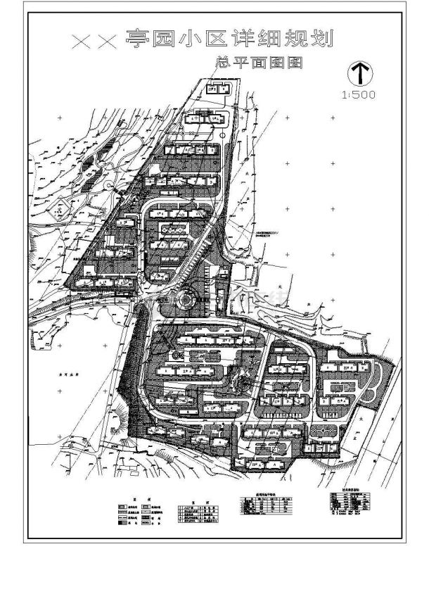 6万平方米某亭园小区详细规划设计cad图(含总平面图)-图二