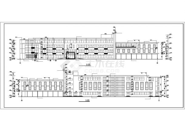 兰州市某商业街4700平米4层框架结构商业综合楼建筑设计CAD图纸-图一