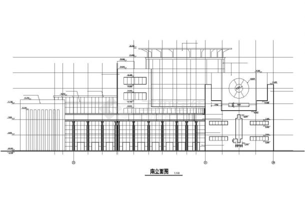 3500平米6层框架结构商业综合楼平立剖面设计CAD图纸-图二