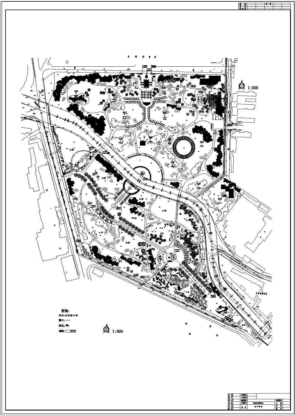 公园广场绿化CAD图纸-某公园景观植物配置图