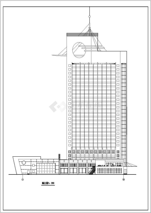 1.6万平米28层剪力墙结构商务宾馆平立剖面设计CAD图纸（含机房层）-图二