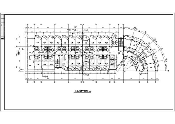 保定市某商业街1.9万平米9层框架商务酒店建筑设计CAD图纸-图一