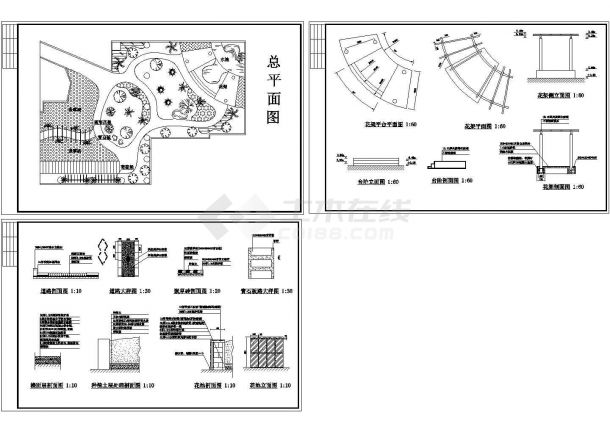 西安市长安区某大型商业楼屋顶花园设计CAD施工图-图一