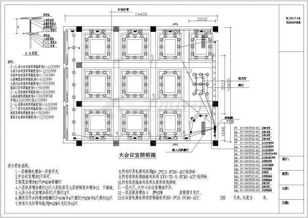 中大会议室办公照明布灯设计CAD图纸-图一