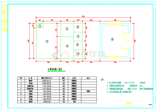20立方d地埋式一体化污水处理设备工程CAD全套图纸-图一