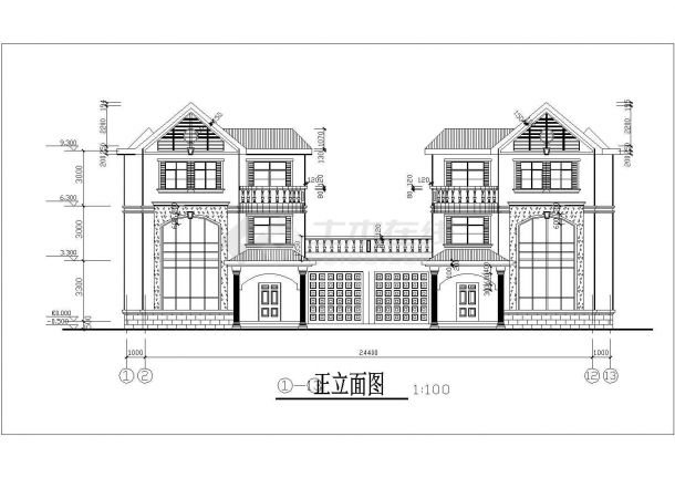 三层带阁楼别墅框架基础方案详图带效果图-图一