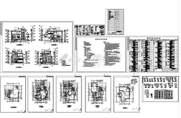 ,某三层别墅建筑CAD设计图(总图)带效果图-图一