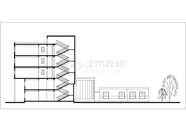 许昌市某商业街7000平米五层混合结构连锁旅馆平立剖面CAD图纸-图一