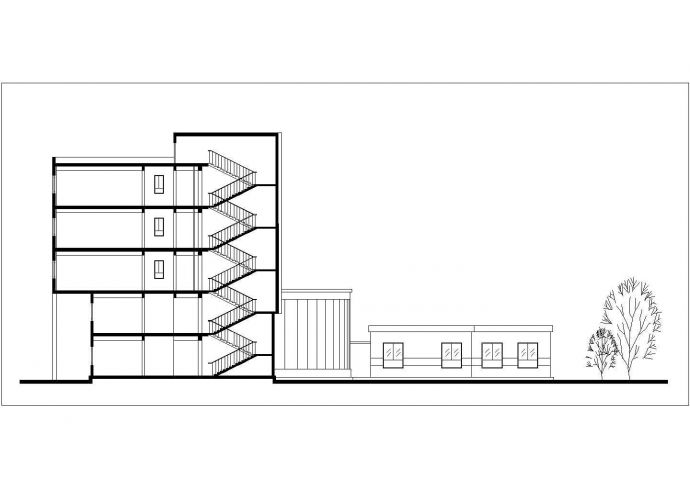 许昌市某商业街7000平米五层混合结构连锁旅馆平立剖面CAD图纸_图1