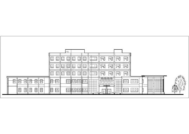许昌市某商业街7000平米五层混合结构连锁旅馆平立剖面CAD图纸-图二