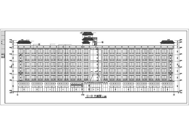 9900平米6层框混商务酒店全套建筑设计CAD图纸（底层商铺）-图一