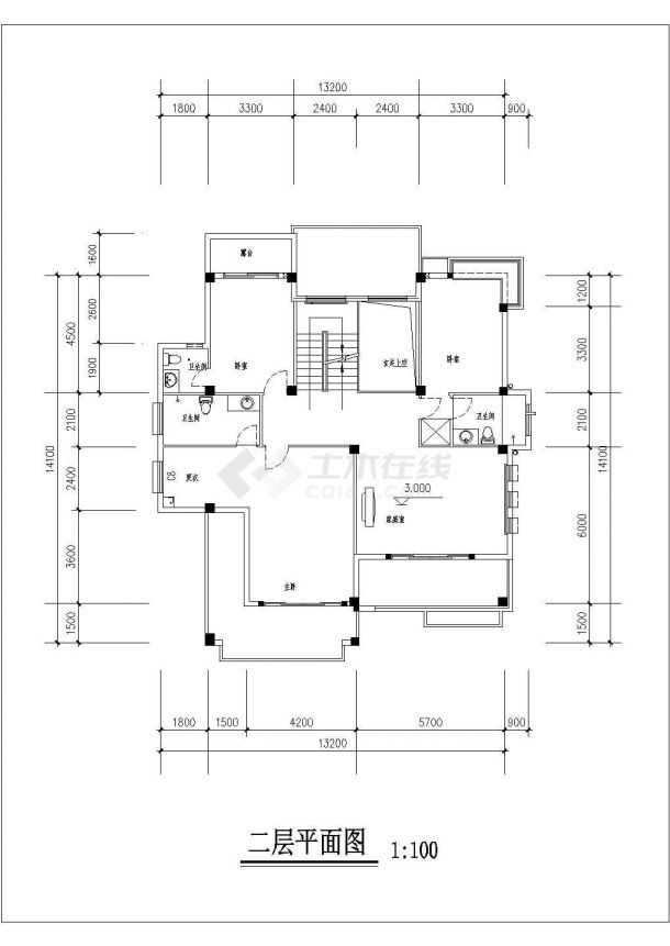 欧式独栋别墅建筑设计施工图（含效果图）-图一