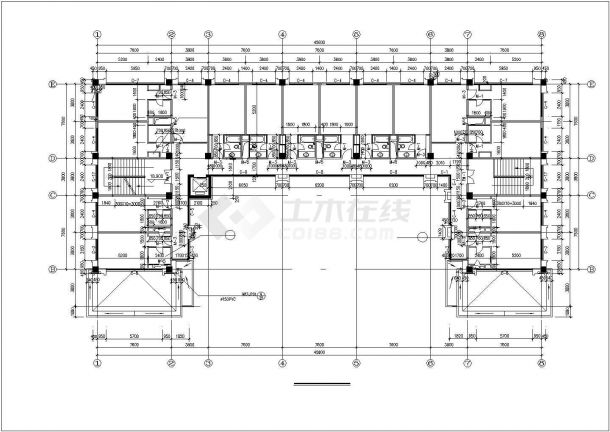 2900平米6层现浇钢混框架商务旅馆全套建筑设计CAD图纸-图一