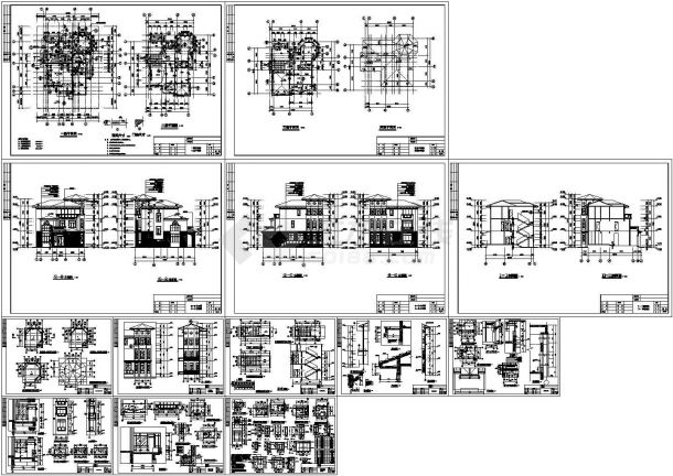 水岸豪门钻石C型别墅建筑设计施工CAD全套图纸-图一