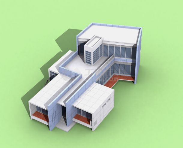 某二层框架结构风车型现代别墅设计cad建筑方案图（含效果图）-图一