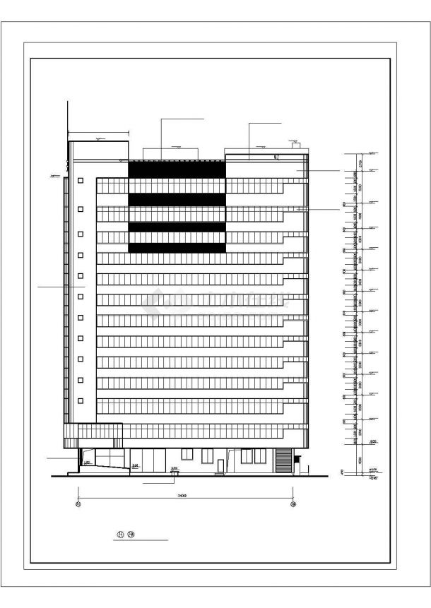 江门市某商业街1万平米左右14层框混结构商务酒店建筑设计CAD图纸-图一