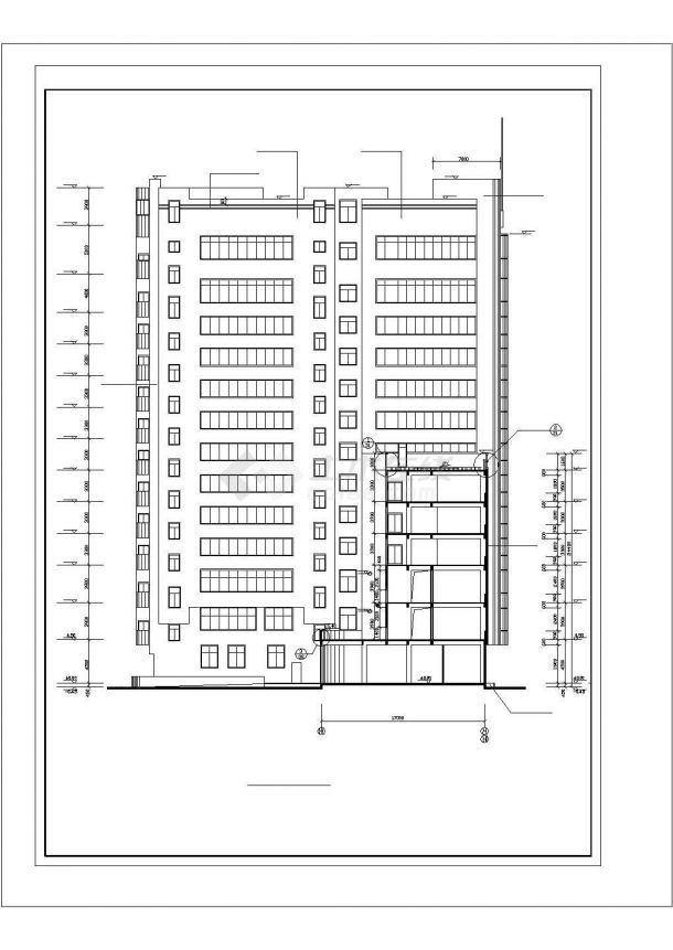 江门市某商业街1万平米左右14层框混结构商务酒店建筑设计CAD图纸-图二