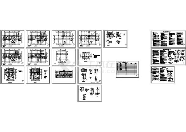 某三层休闲中心框架结构设计图CAD，17张图纸。-图一