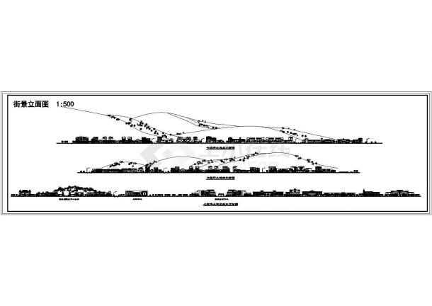 城市道路绿化规划CAD平面方案图-街景立面图-图一