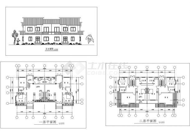 某二层框架结构新古典风格农村住宅别墅设计cad建筑方案图纸（甲级院设计）-图一