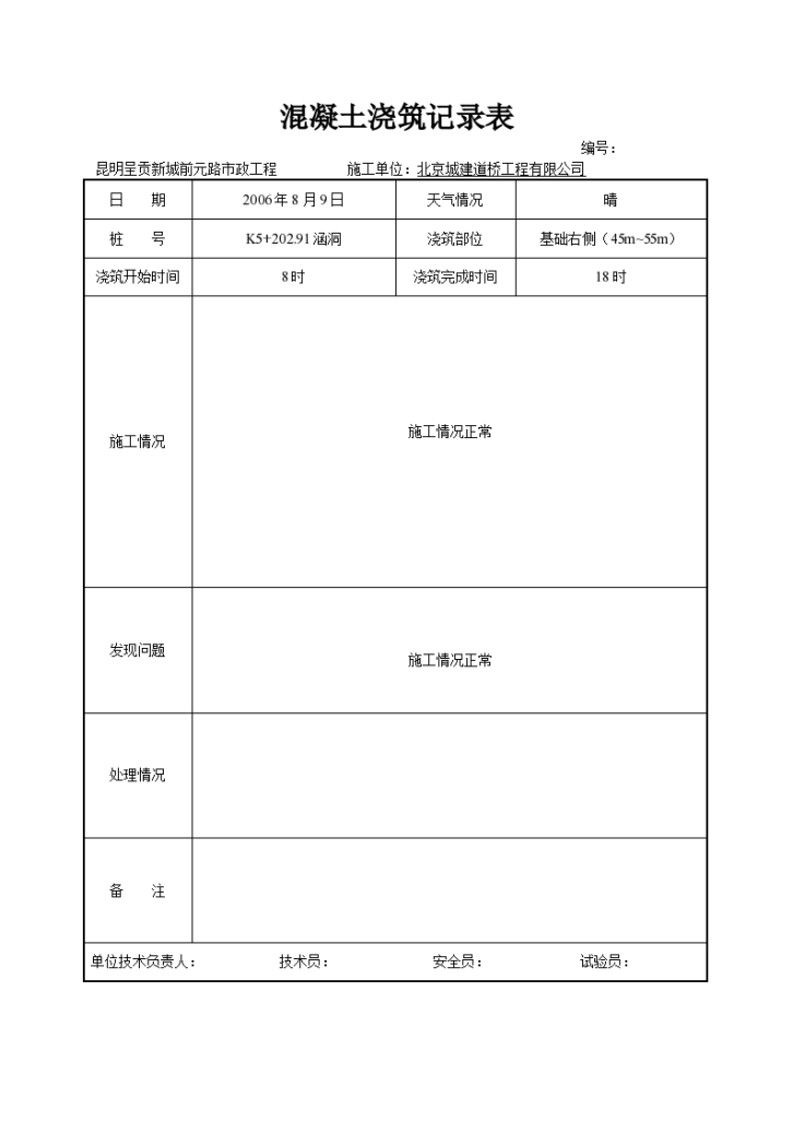 混凝土浇灌记录表施工单位用表-图二