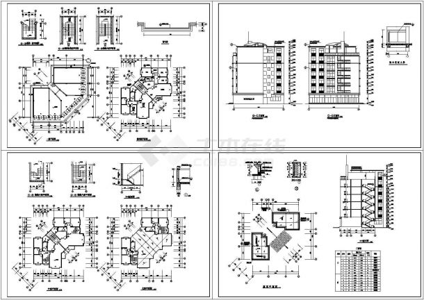 某七层住宅楼建筑施工套图（转角型）CAD-图一