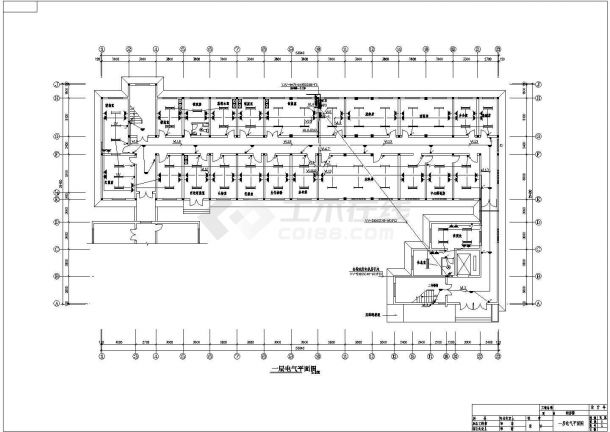 某县城五层J型中医医院电气工程设计cad图（含图纸目录，主要材料表及设计说明）-图一