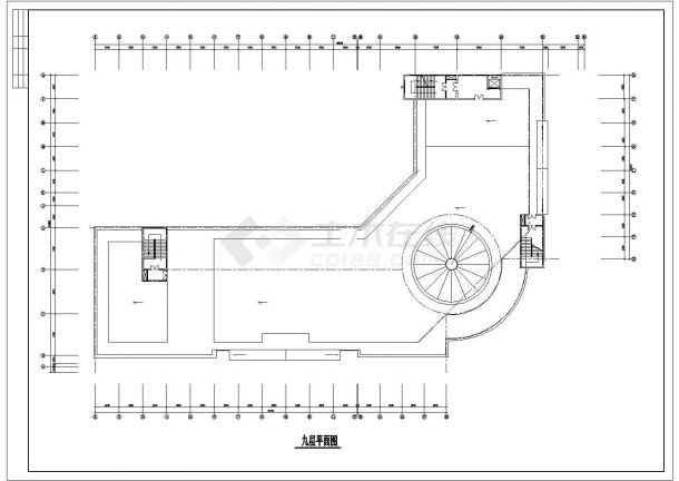 1.4万平米9层框混结构商务酒店平面设计CAD图纸（含地下1层）-图一