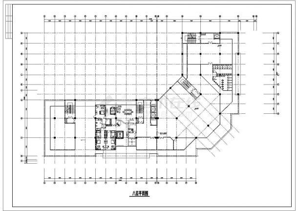1.4万平米9层框混结构商务酒店平面设计CAD图纸（含地下1层）-图二