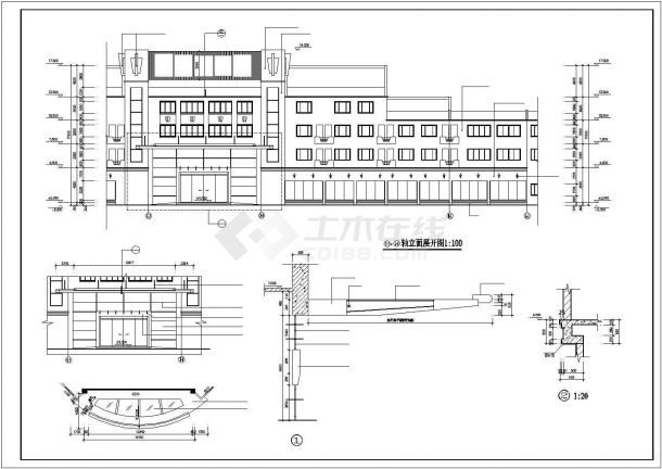 惠州市人民路某2400平米4层框混结构商务酒店建筑设计CAD图纸-图一