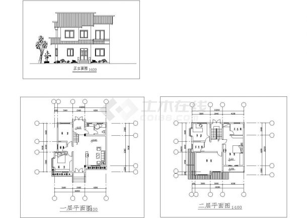 某二层砌体结构新农村住宅别墅设计cad建筑方案图纸（标注详细）-图一