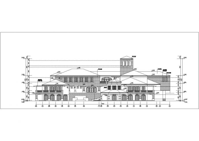 秦皇岛市某度假区2100平米3层框架民宿酒店建筑设计CAD图纸_图1