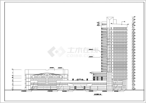 张家界市某商业街2万平米22层框剪结构商务酒店平立剖面设计CAD图纸-图一