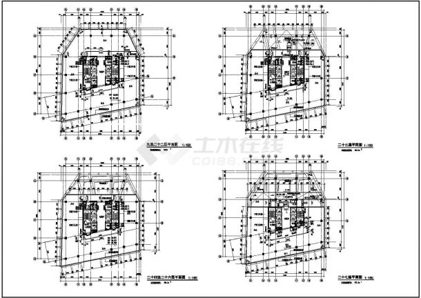 某园区高层办公楼全套施工CAD图纸（带人防）-图二