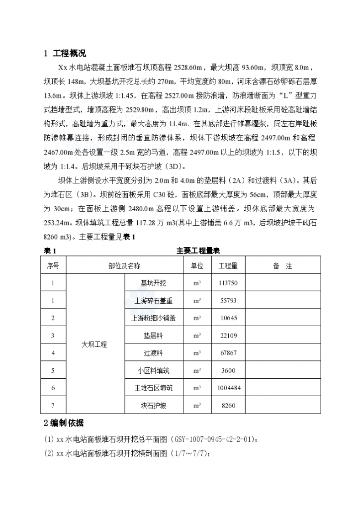 [甘肃]水电站大坝基坑开挖及填筑施工方案（面板堆石坝）-图一