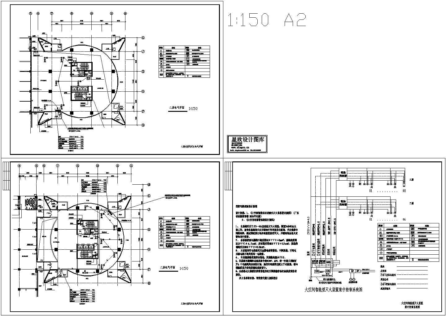 某大空间灭火控制系统平面布置设计方案CAD图纸