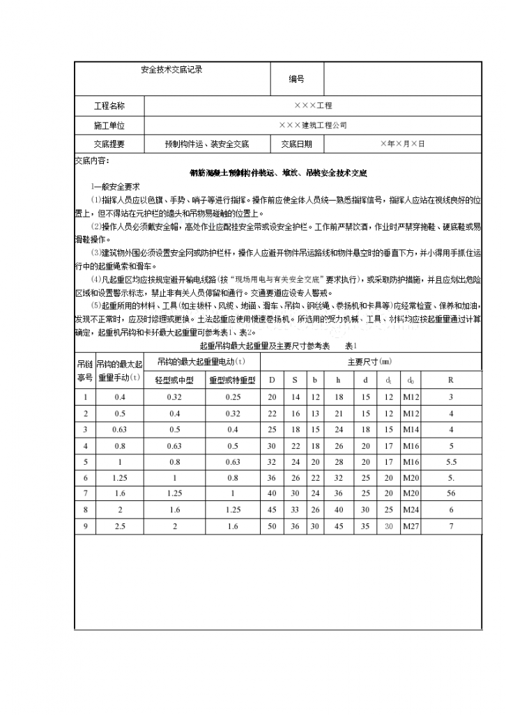 钢筋混凝土预制构件装运、堆放、吊装安全技术交底-图一