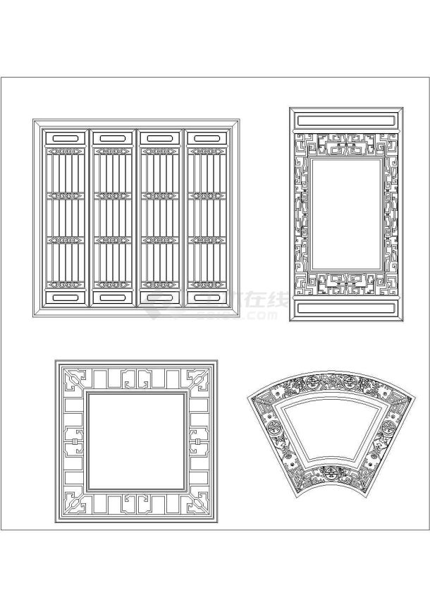 中国传统古建筑元素之门窗设计cad素材图例集合（甲级院设计）-图二