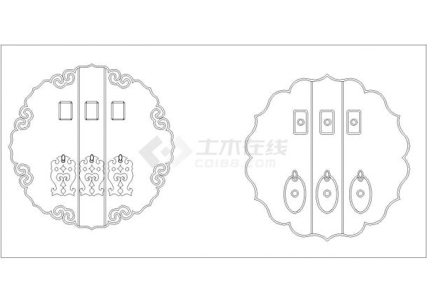 中国传统建筑元素之门扣门锁设计cad图例素材集合（标注详细，种类齐全）-图二