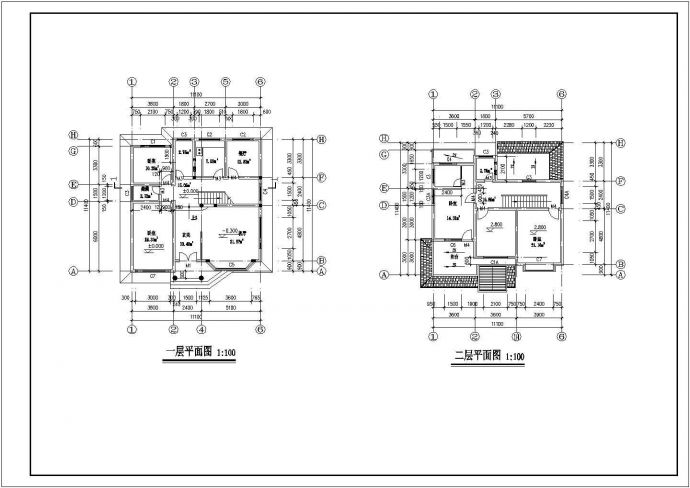 某二层带阁楼层砌体结构现代风格住宅设计cad全套建筑施工图（标注详细）_图1