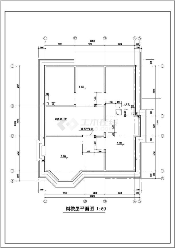 某二层带阁楼层砖混结构现代风格住宅别墅设计cad全套建施图纸（甲级院设计）-图一