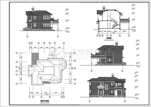 某二层砖混结构现代风格住宅别墅（总建筑面积253.61平方米）设计cad全套建施图纸（甲级院设计）-图一