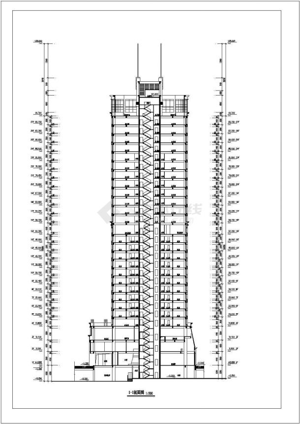 1.7万平米25层框混商务酒店平立剖面设计CAD图纸（含机房水箱层）-图二