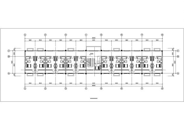 1200平米左右3层框架酒店式公寓楼平立面设计CAD图纸-图二