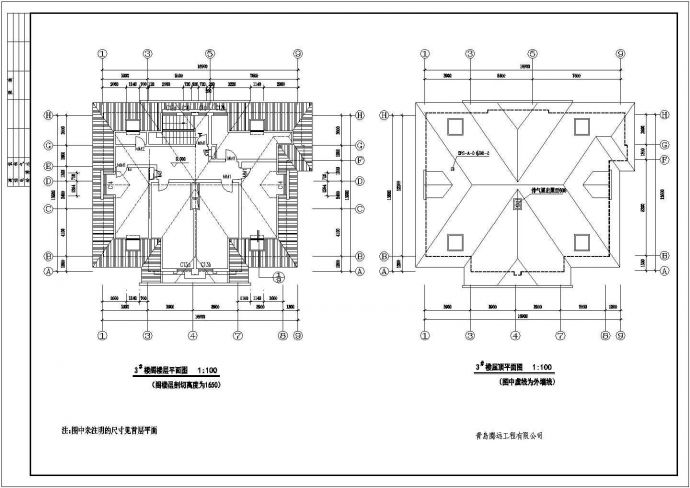 某二层带阁楼层框架结构别墅式疗养房设计cad全套建筑施工图（标注详细）_图1