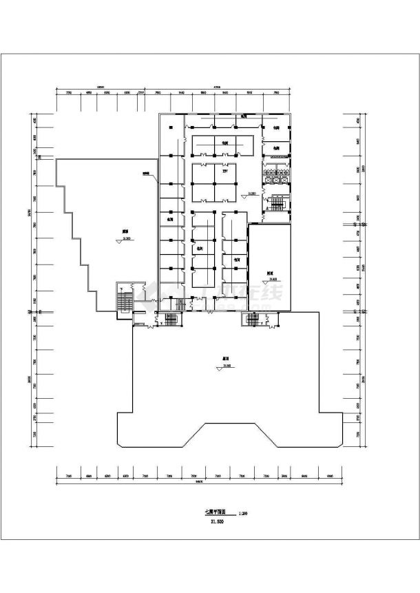 济南市某商业街17层框混结构商务酒店平面设计CAD图纸-图一