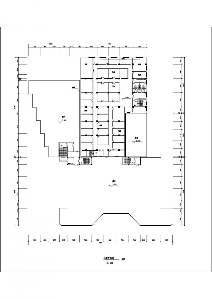 济南市某商业街17层框混结构商务酒店平面设计CAD图纸_图1