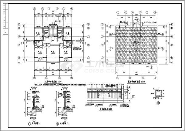 某三层框架结构农村别墅（建筑面积394.41平方米）设计cad全套建筑施工图（含设计说明）-图二