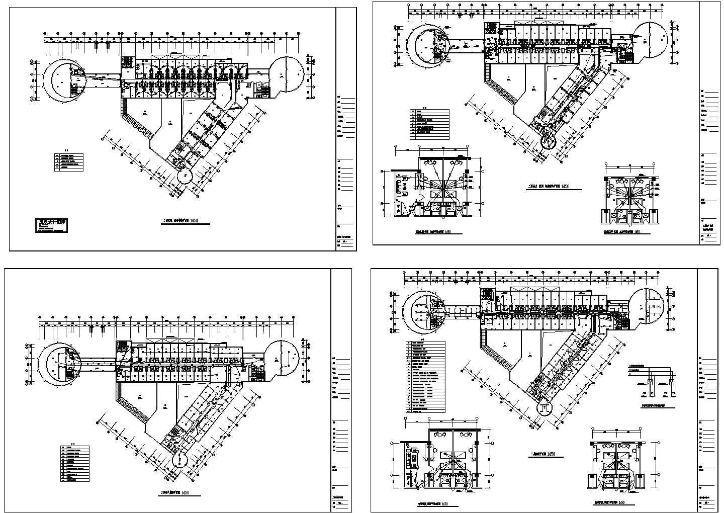 某标准交流中心建筑内部电气控制原理设计CAD平面图纸